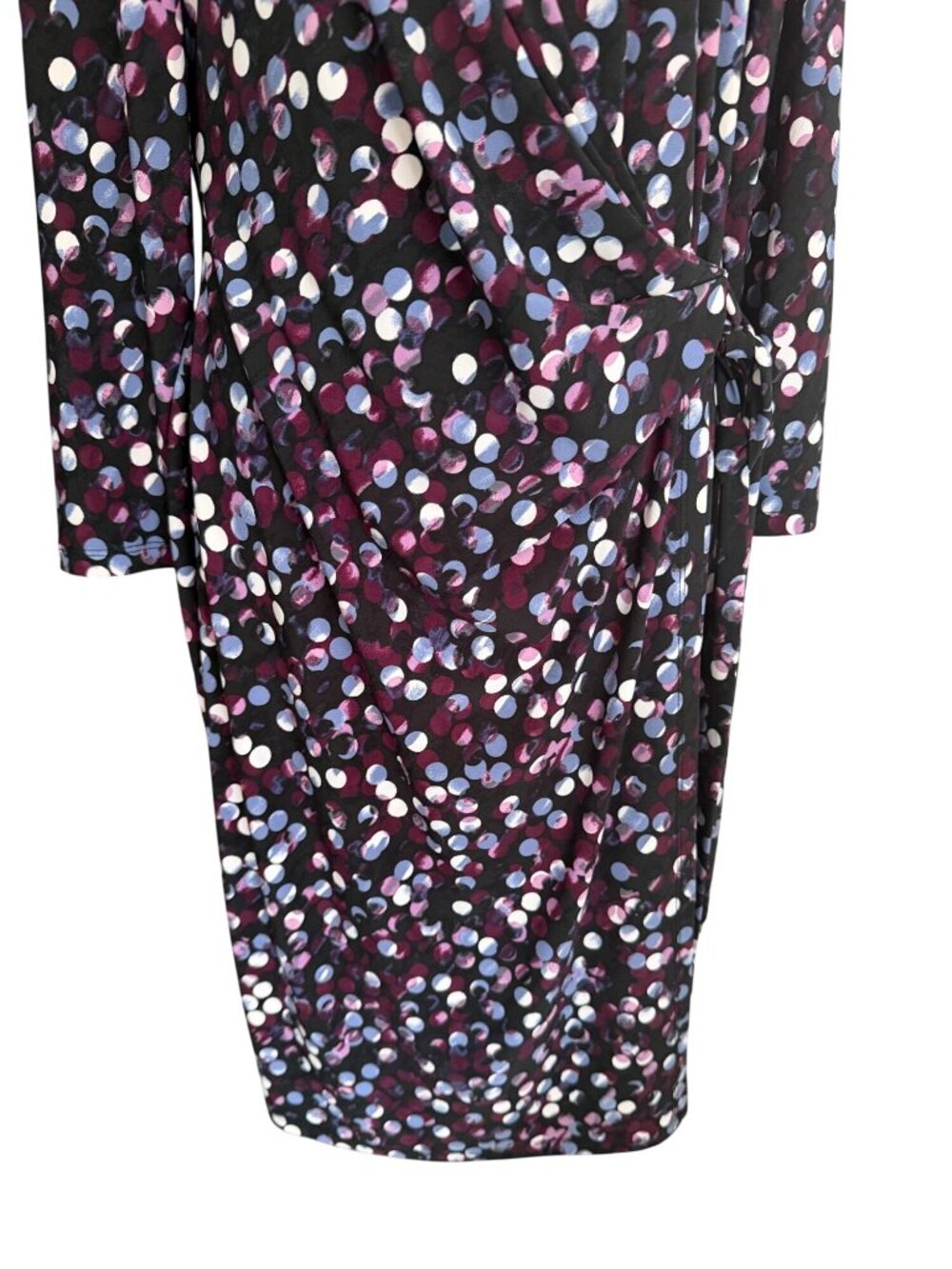 ANNE KLEIN Purple Patterned Stretch Wrap Dress Size Large - Picture 2 of 11